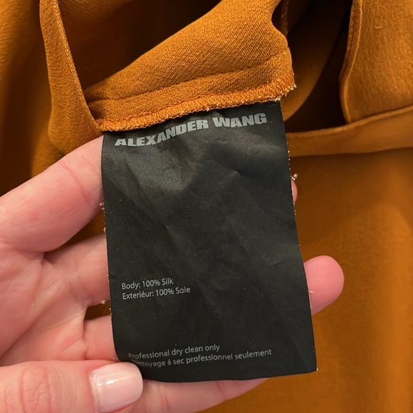 Alexander Wang Rust Asymmetrical 100% Silk Dress Sz 0 - Picture 13 of 13